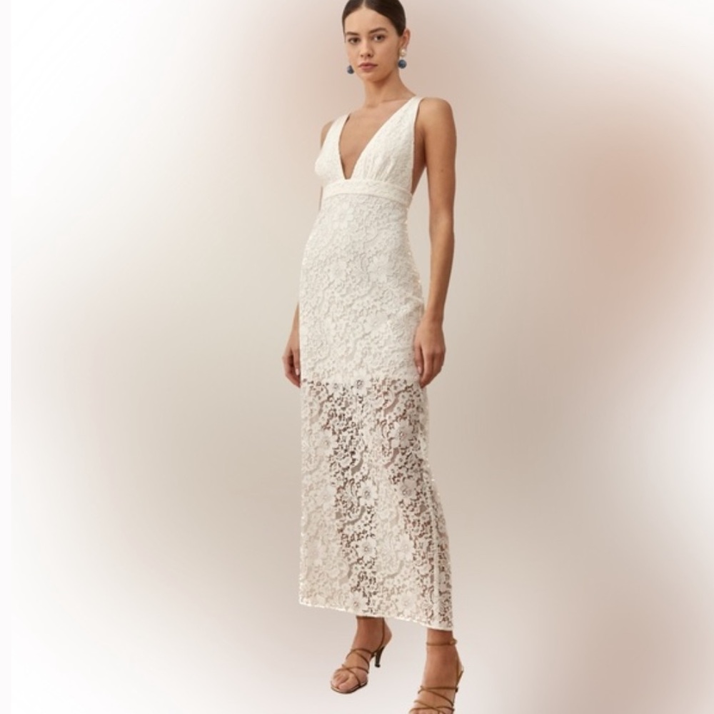 reformation white lace dress